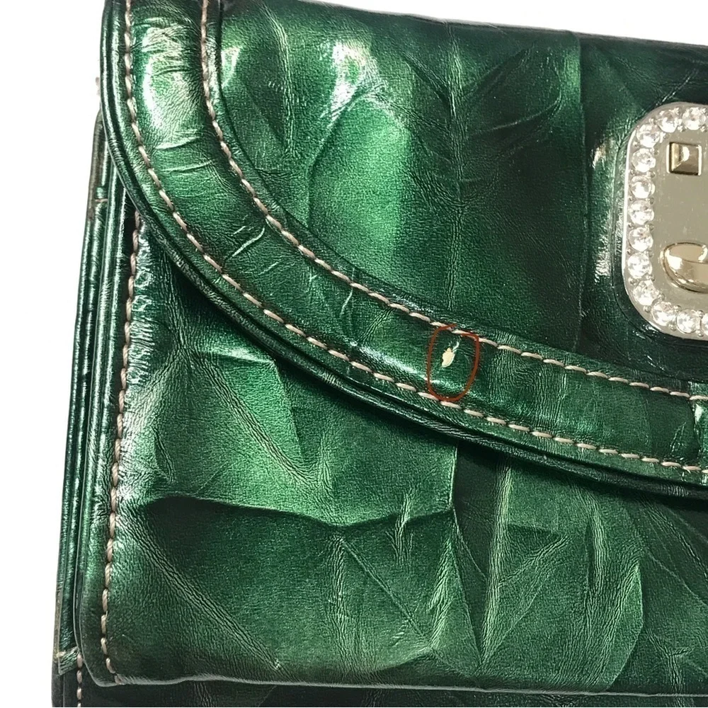Kathy van zeeland metallic green crossbody purse